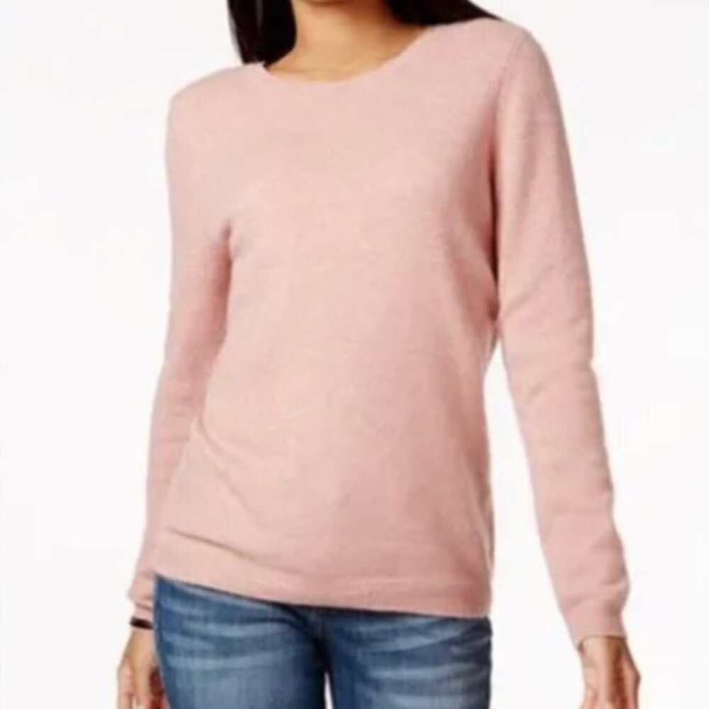 Charter Club Peach Cashmere Crew Neck Long Sleeve Sweater Large
